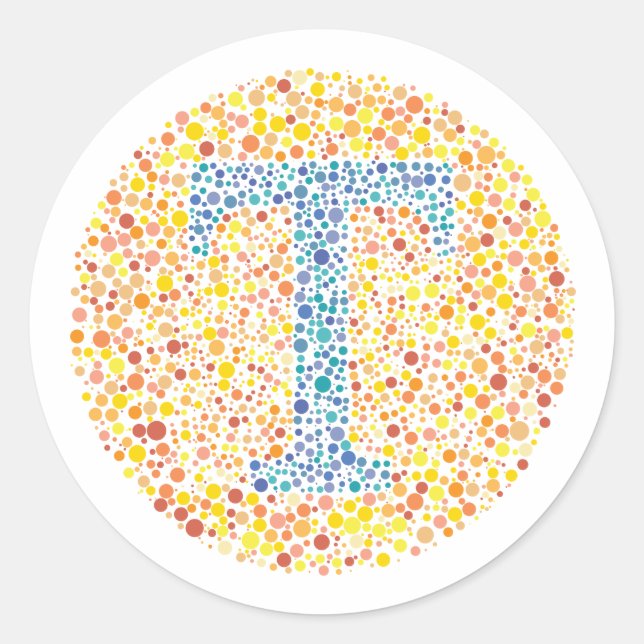 Sticker Rond Lettre d'essai oculaire "T" (Devant)