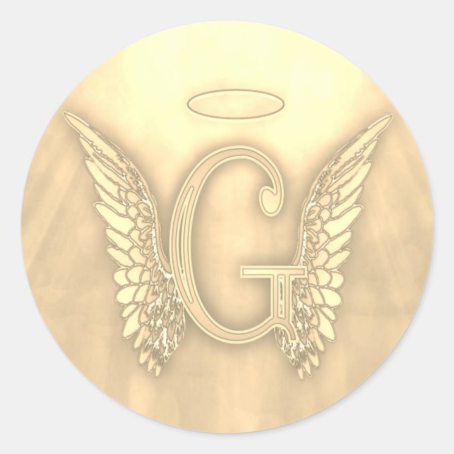Sticker Rond Lettre d'or G Angel Monogramme (Devant)
