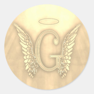 Sticker Rond Lettre d'or G Angel Monogramme