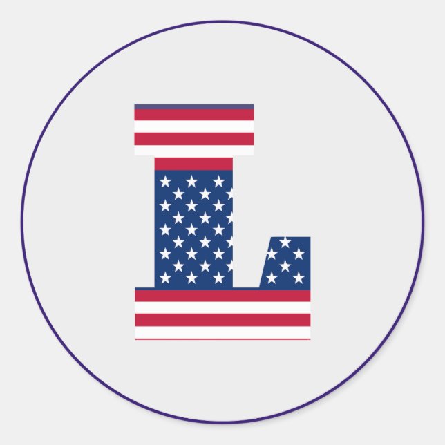 Sticker Rond LETTRE Drapeau AMÉRICAINE L (Devant)