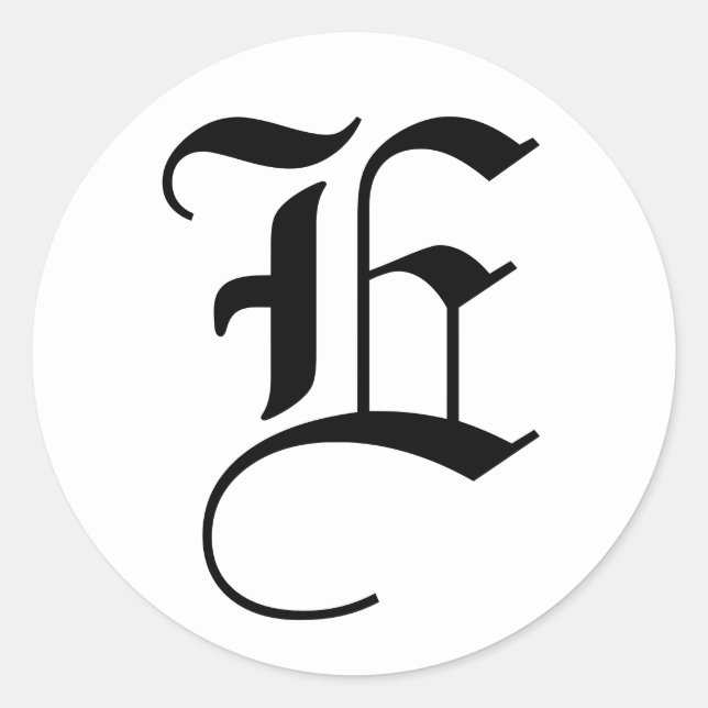 Sticker Rond Lettre E Alphabet Mariage par Janz White (Devant)