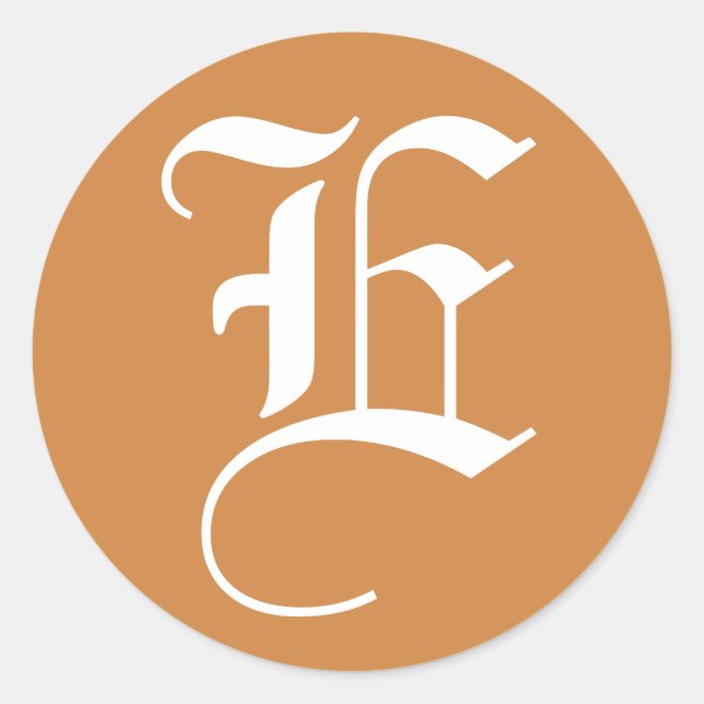 Sticker Rond Lettre E Alphabet Mariage par Janz White Pérou Gol (Devant)