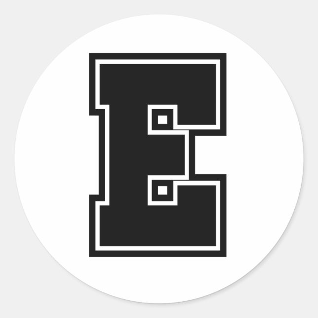Sticker Rond Lettre E sporty college alphabet de police (Devant)