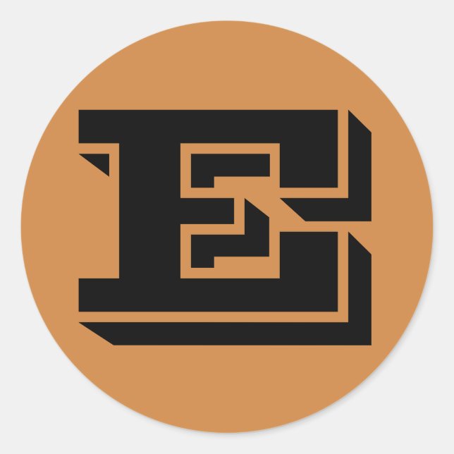 Sticker Rond Lettre E Vineta Alphabet par Janz Pérou Gold (Devant)