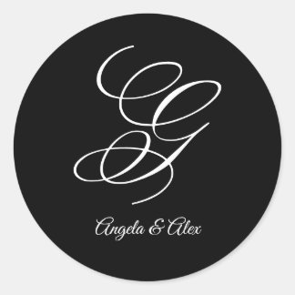 Sticker Rond Lettre fantaisie mariage G Monogramme