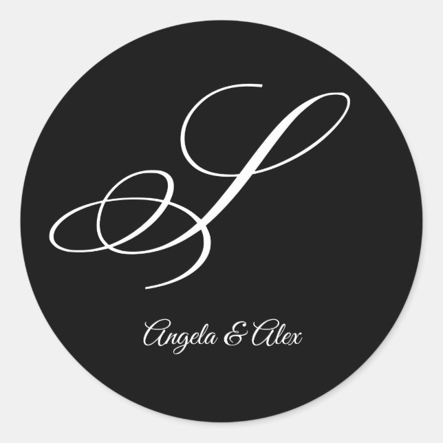 Sticker Rond Lettre fantaisie mariage S Monogramme (Devant)