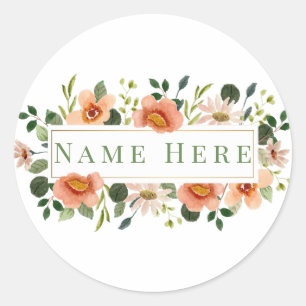 Sticker Rond Lettre florale M initiale monogramme personnalisée