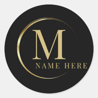 Sticker Rond Lettre florale M initiale monogramme personnalisée
