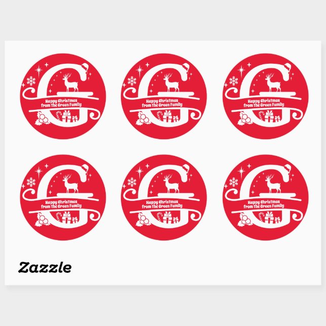 Sticker Rond Lettre G Monogramme Nom de famille initial Salutat (Feuille)
