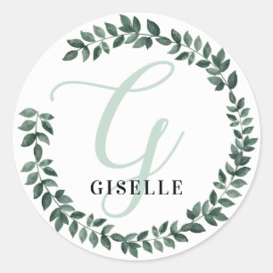 Sticker Rond Lettre G Monogramme Nom personnalisé Minimaliste B