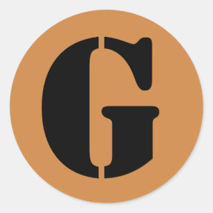 Sticker Rond Lettre G Stencil Alphabet par Janz Peru Gold