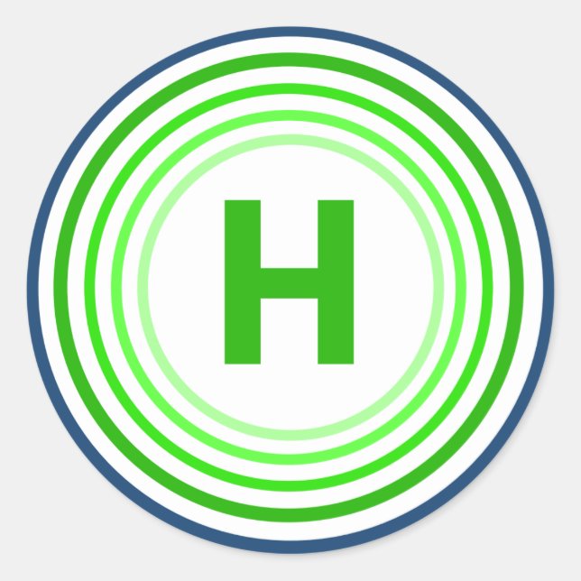 Sticker Rond Lettre H - Bleu + Vert (Devant)