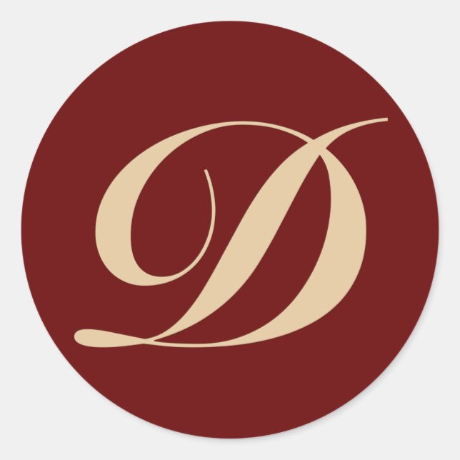 Sticker Rond Lettre initiale D Monogramme (Devant)