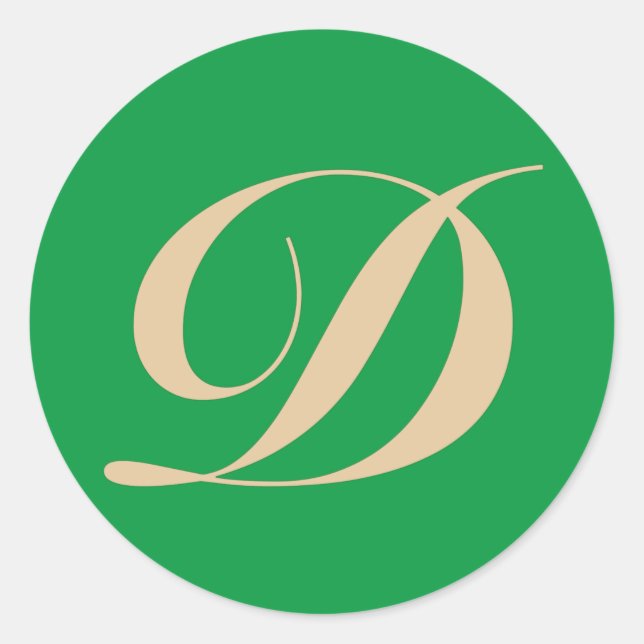 Sticker Rond Lettre initiale D Monogramme (Devant)