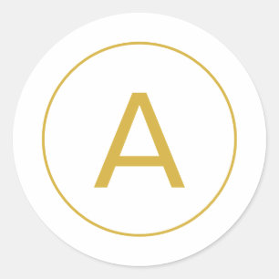 Sticker Rond Lettre initiale de monogramme élégant couleur or b