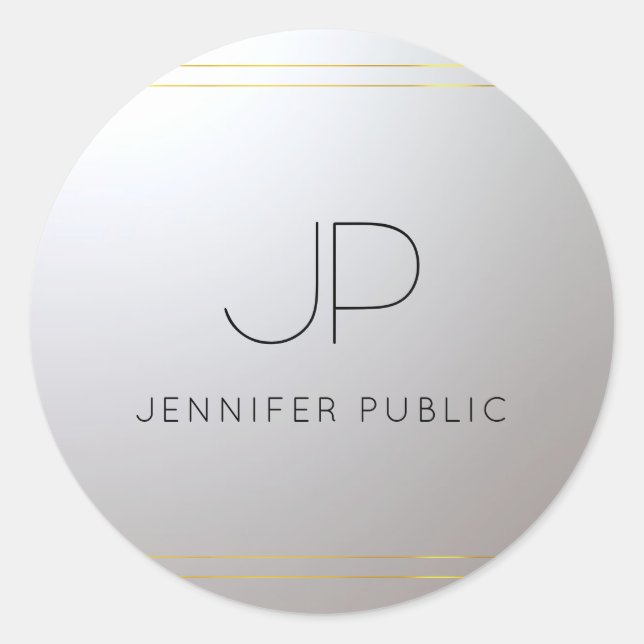 Sticker Rond LETTRE INITIALE Modèle D'Argent Monogram Gold Glam (Devant)