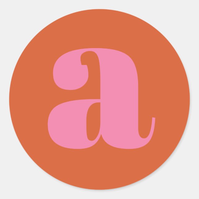 Sticker Rond Lettre initiale Monogramme moderne rose et orange (Devant)