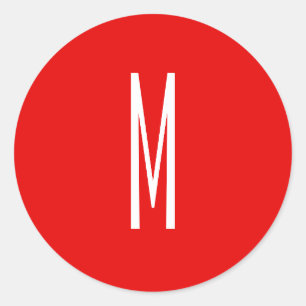 Sticker Rond Lettre initiale Monogramme Style moderne Rouge Bla