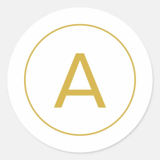 STICKER ROND LETTRE INITIALE MONOGRAPHIQUE ÉLÉGANTE OR COULEUR  (Devant)