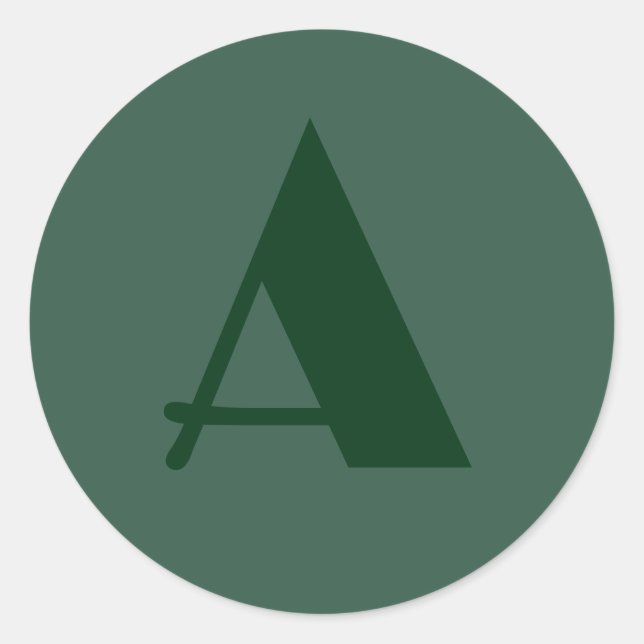 Sticker Rond LETTRE INITIALE MONOGRAPHIQUE Personnalisée Vert c (Devant)
