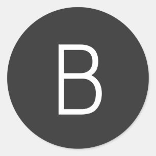 Sticker Rond Lettre initiale noire Monogramme moderne