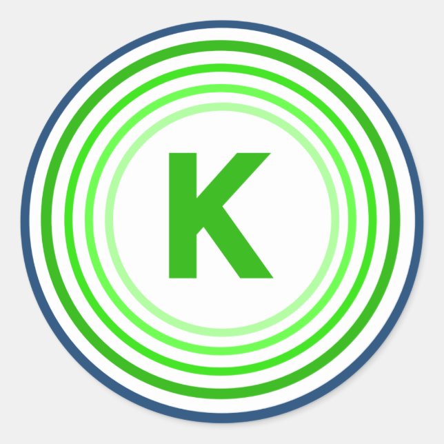 Sticker Rond Lettre K - Bleu + Vert (Devant)