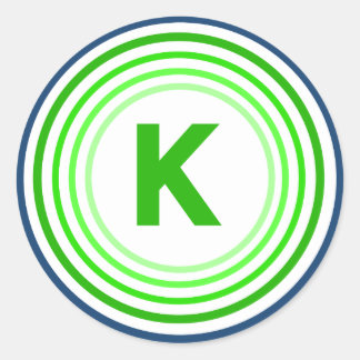 Sticker Rond Lettre K - Bleu + Vert
