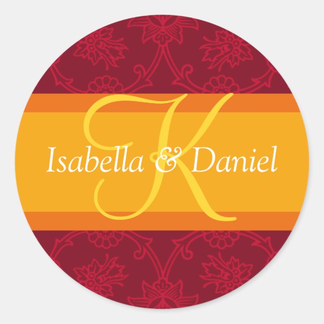 Sticker Rond Lettre K pour les sceaux Faire-part de mariage (Devant)