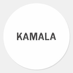 Sticker Rond Lettre Kamala Visage Chat mignonne Conception amus