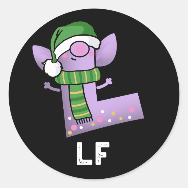 Sticker Rond Lettre Lf Funny L Pun Dark BG (Devant)
