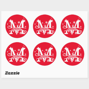 Sticker Rond Lettre M Monogramme Nom de famille initial Salutat