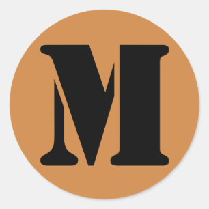Sticker Rond Lettre M Stencil Alphabet par Janz Pérou Gold