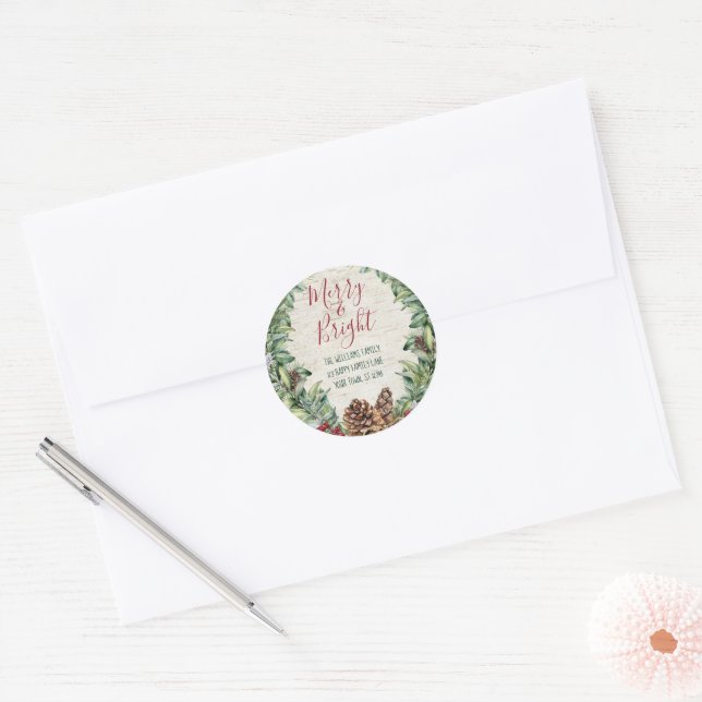 Sticker Rond Lettre main Joyeux Joyeux Jour Férié Adresse (Enveloppe)