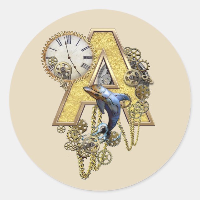 Sticker Rond Lettre majuscule A alphabet-monogramme (Devant)