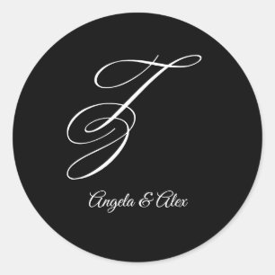 Sticker Rond LETTRE mariage DE Calligraphie CHALEUREUSE Z MONog