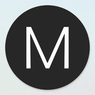 Sticker Rond Lettre minimaliste moderne noir et blanc