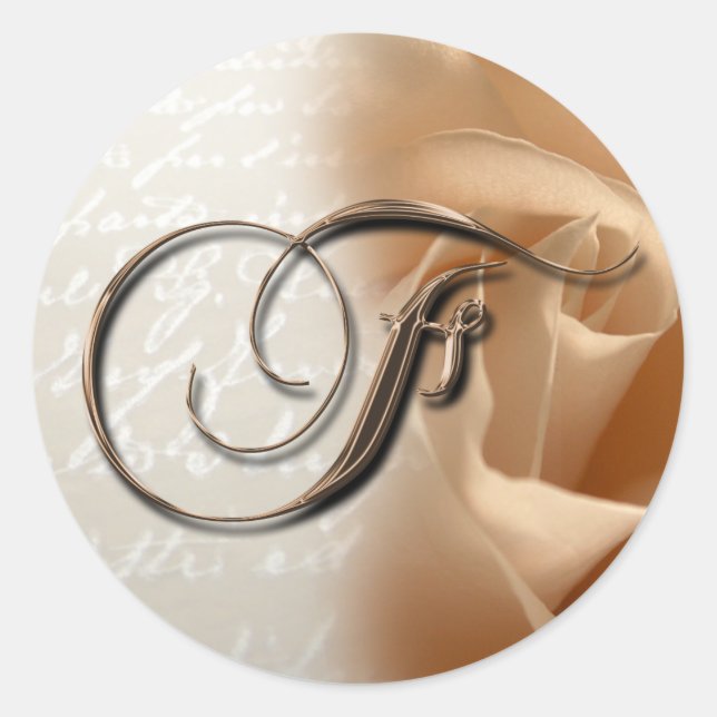 Sticker Rond Lettre monogramme F Mariage Enveloppe Sceau (Devant)