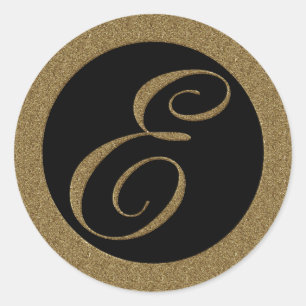 STICKER ROND LETTRE MONOGRAMME OR E