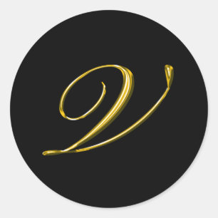 Sticker Rond Lettre monogramme V Mariage Enveloppe Sceau