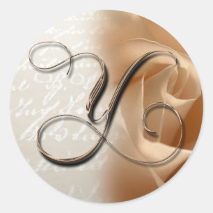 Sticker Rond Lettre monogramme Y Mariage Enveloppe Sceau