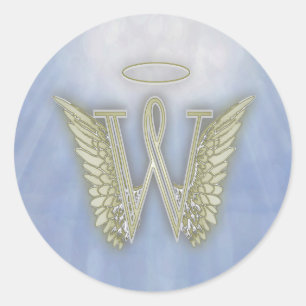 STICKER ROND LETTRE MONOGRAPHIQUE ANGLE W