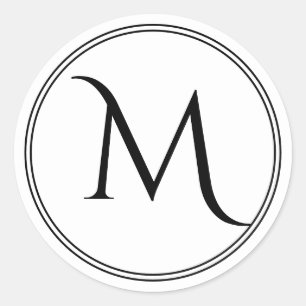 STICKER ROND LETTRE MONOGRAPHIQUE BLANCHE PERSONNALISÉ NOIR
