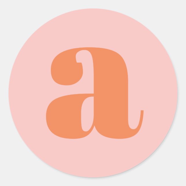 STICKER ROND LETTRE MONOGRAPHIQUE CONSTRUITE INITIALE PÂLE ROSE (Devant)