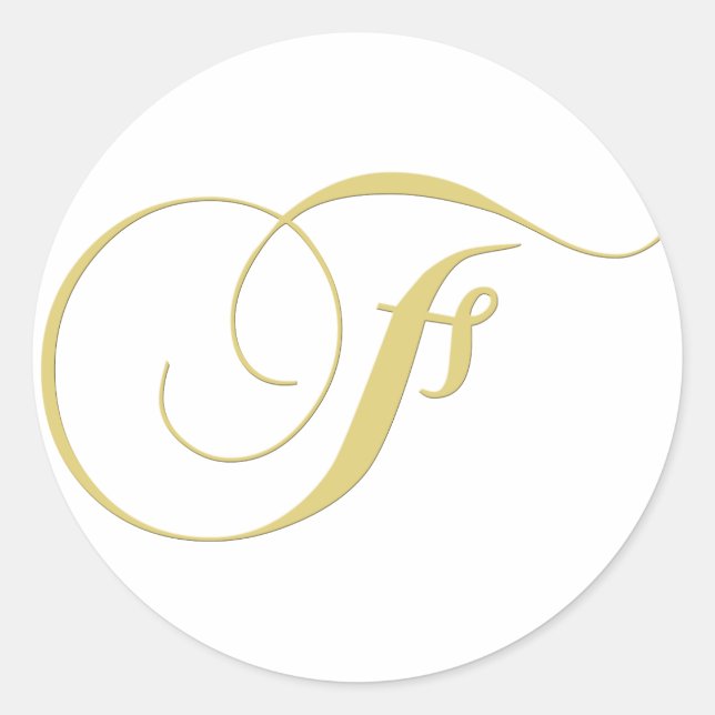 STICKER ROND LETTRE MONOGRAPHIQUE F CHAMP D'OR (Devant)