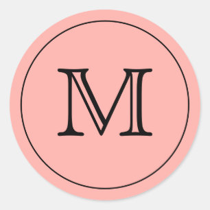 STICKER ROND LETTRE MONOGRAPHIQUE NOIR PEACH PERSONNEL