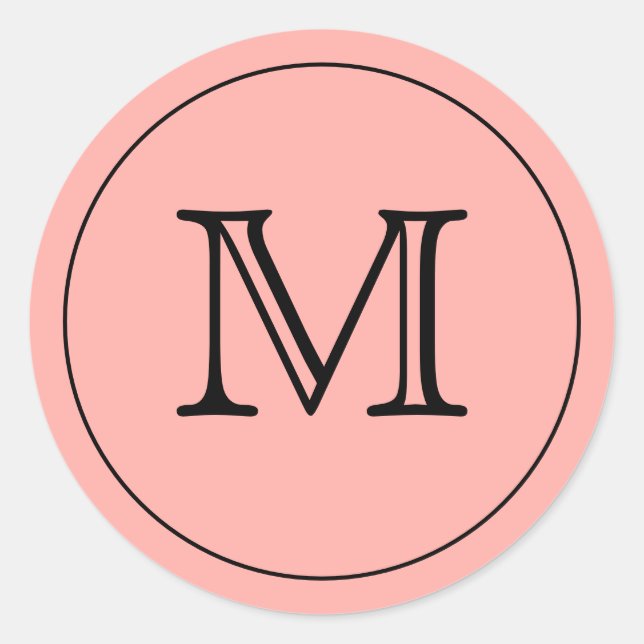 STICKER ROND LETTRE MONOGRAPHIQUE NOIR PEACH PERSONNEL (Devant)