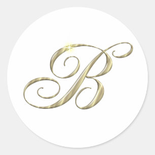 STICKER ROND LETTRE MONOGRAPHIQUE OR B