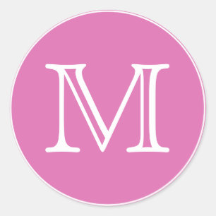 Sticker Rond Lettre monographique rose chic