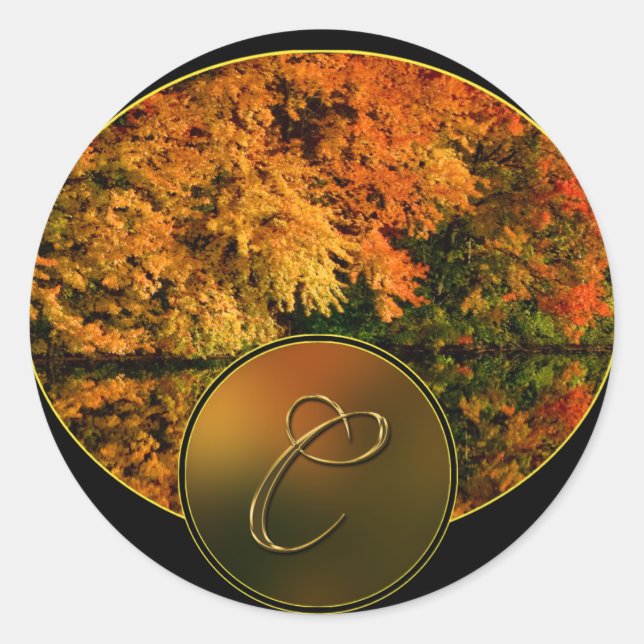 Sticker Rond LETTRE MONOGRAPHIQUE rustique C Mariage de automne (Devant)