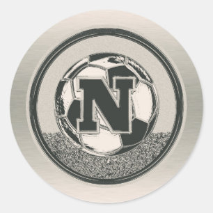 Sticker Rond LETTRE N MONOGRAPHIQUE DE Médaille D'ARGENT